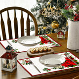Christmas Red Flower Meal Mat Flower Pinecone Printed Table Mat Holiday Table Insulation Mat - V.I.P Digital Presence