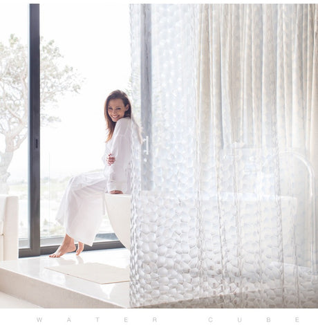 3D Water Cube Shower Curtain, Silk Pattern Waterproof Bathroom Partition Curtain, Cobblestone Curtain - V.I.P Digital Presence