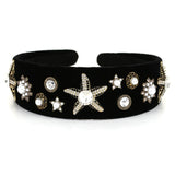 Fashionable velvet pearl black starfish hairband - V.I.P Digital Presence
