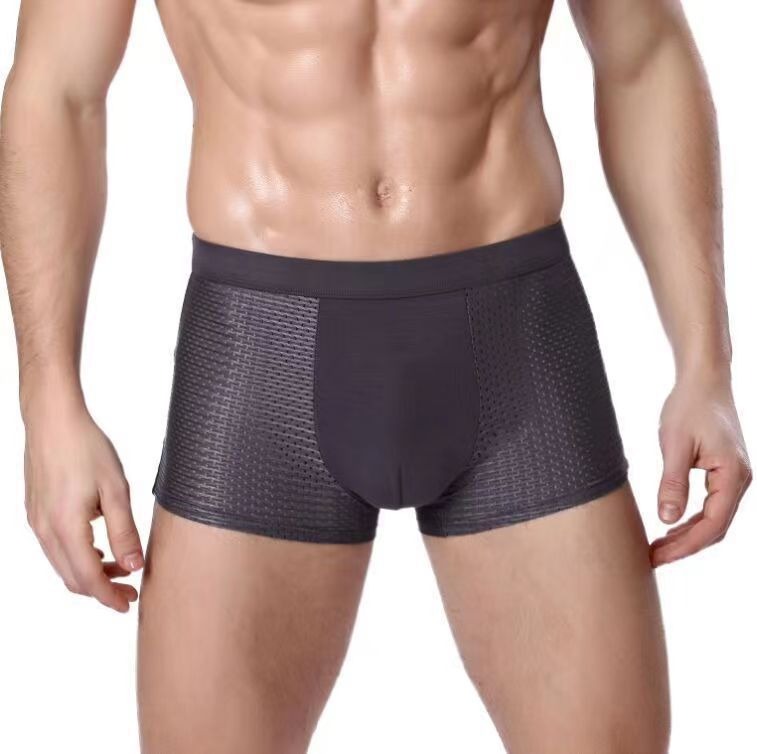 Modal Solid Ice Silk Antibacterial Underwear for Men's Mid Waist Breathable Four Square Corner Underwear - V.I.P Digital Presence