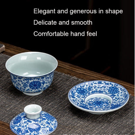 Ceramic set, three talents, covered bowl, old clay, retro kung fu tea set, tea bowl, underglaze tiger cup, Jingdezhen - V.I.P Digital Presence