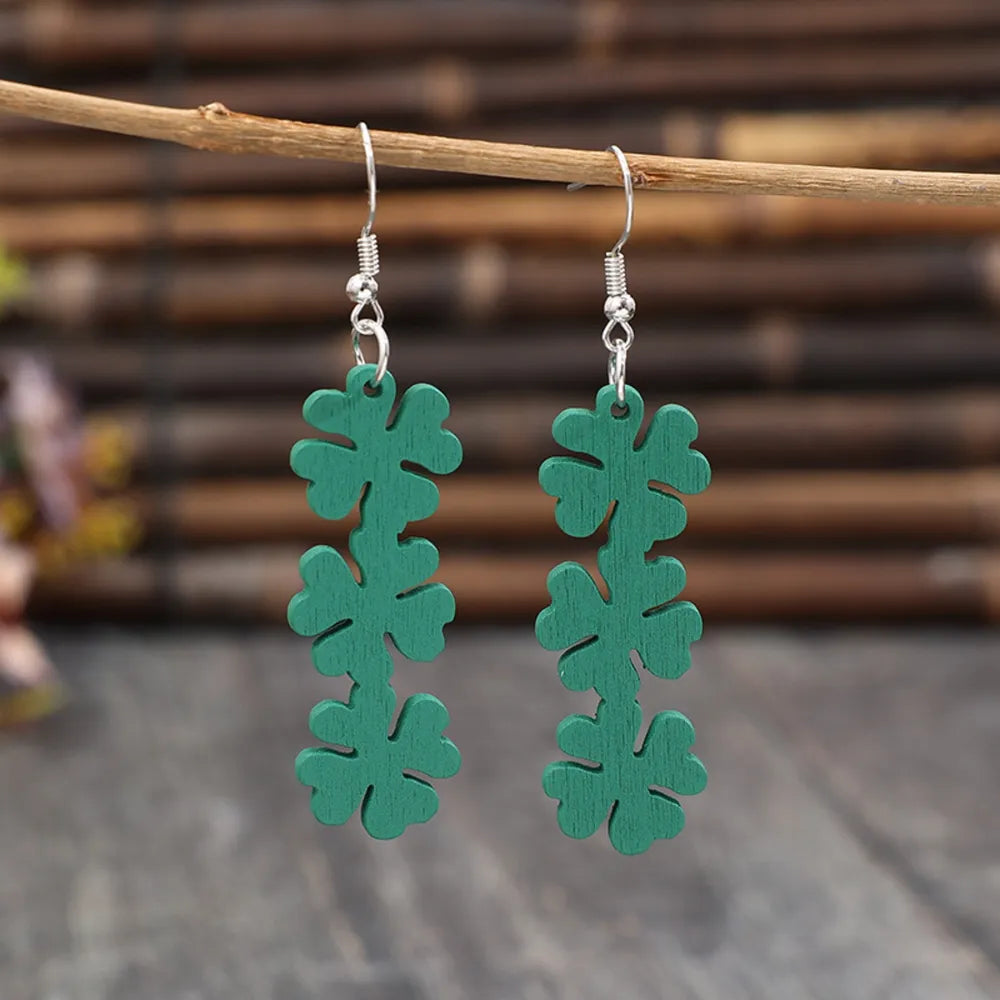 Lucky Clover Wooden Dangle Earrings - V.I.P Digital Presence