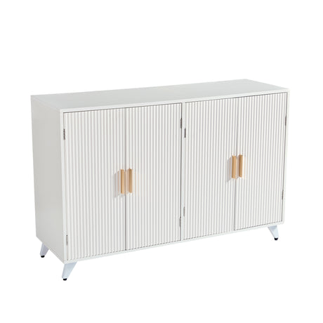 Sideboard Buffet cabinet with 4 doors and removable shelves, for living room, dining room, ivory white - V.I.P Digital Presence