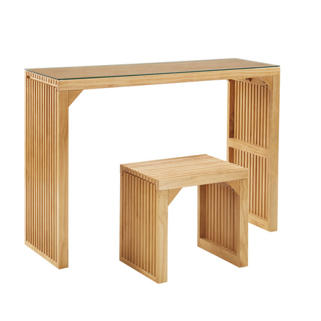 Pine Dining Bench and Table, Indoor Wood Bench for Entryway,Living Room,Kitchen and Bench Set (Nature, Bench & Table) Small - V.I.P Digital Presence