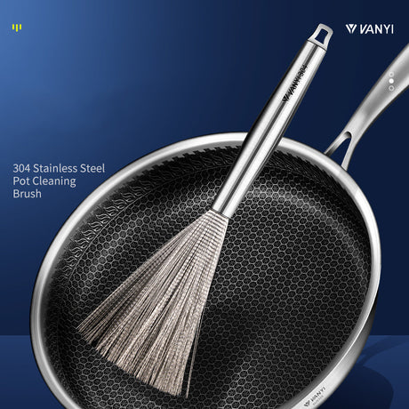 Stainless Steel Pot Brush Dishwashing Pot Brush Long Handle Household Cleaning - V.I.P Digital Presence