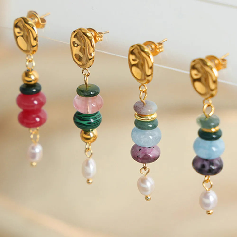 Natural Stone Freshwater Pearl Dangle Earrings - V.I.P Digital Presence