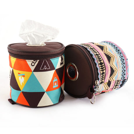 Outdoor camping folding ethnic style paper box storage bag car roll paper tissue box small cloth bag storage bag - V.I.P Digital Presence