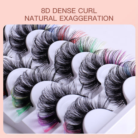 7 Pairs Of Colorful Fried Eyelashes Multi-Layer Thick Cross Mink Hair Imitation D Color Mix 7 - V.I.P Digital Presence