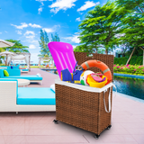 Laundry Hamper With Lid PE Rattan Powder Coating Frame Clothes Hampers with 02 Removable Bags, Wheels, 160L, Brown Color - V.I.P Digital Presence