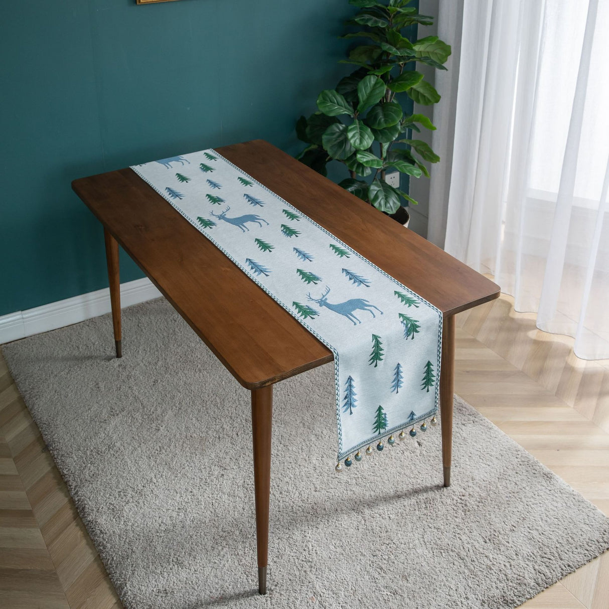 Jacquard table flag small fish green contrasting color dining table fabric holiday coffee table bed flag TV cabinet - V.I.P Digital Presence
