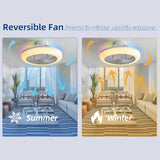 18" Smart LED Bladeless Ceiling Fans Remote with Alexa/Google, Modern Flush Mount RGB Ceiling Fan for Bedroom - V.I.P Digital Presence
