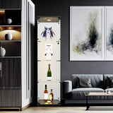 4 LED light glass display cabinets with door shelves, floor standing antique bookshelf, 64.7 "* 16.7" * 14.3 ", black - V.I.P Digital Presence