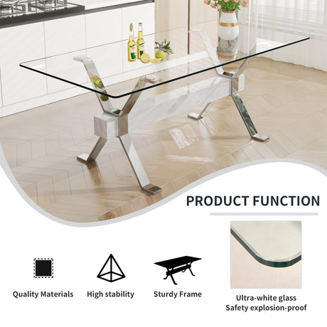 Dining table Modern tempered glass dining table 79 ''x39''x30 '' 1105 - V.I.P Digital Presence