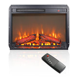 23 inch electric fireplace insert ultra thin heater with log set & realistic flame remote control - V.I.P Digital Presence