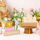 Easter Decoration Supplies Easter Rabbit Flower Hugging Wooden Ornament Rabbit Dwarf Desktop Decoration - V.I.P Digital Presence