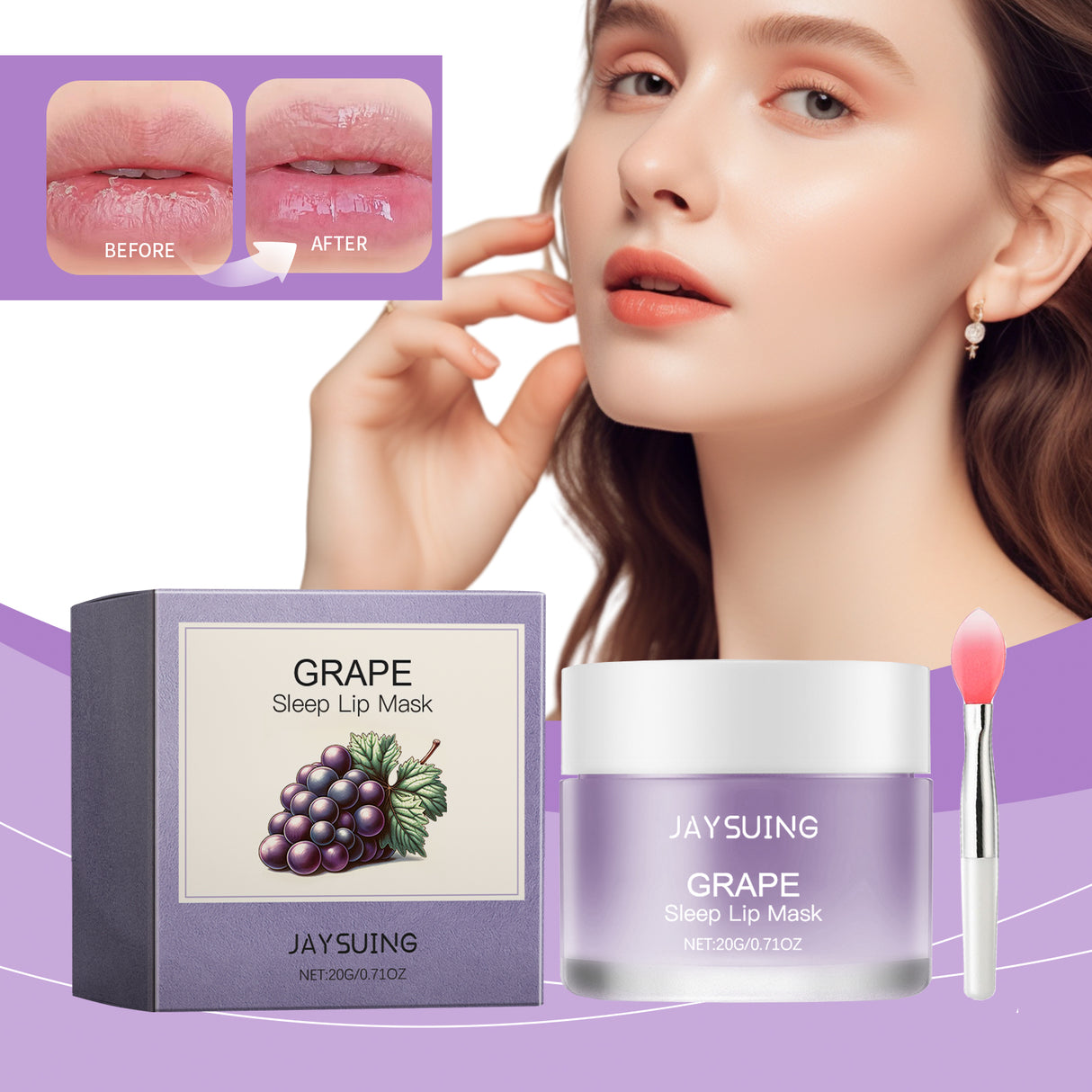 Grape Sleep Lip Mask, Gentle Nourishing Lip Color Bright Moisturizing Lip Skin Moisturizing Lip Mask