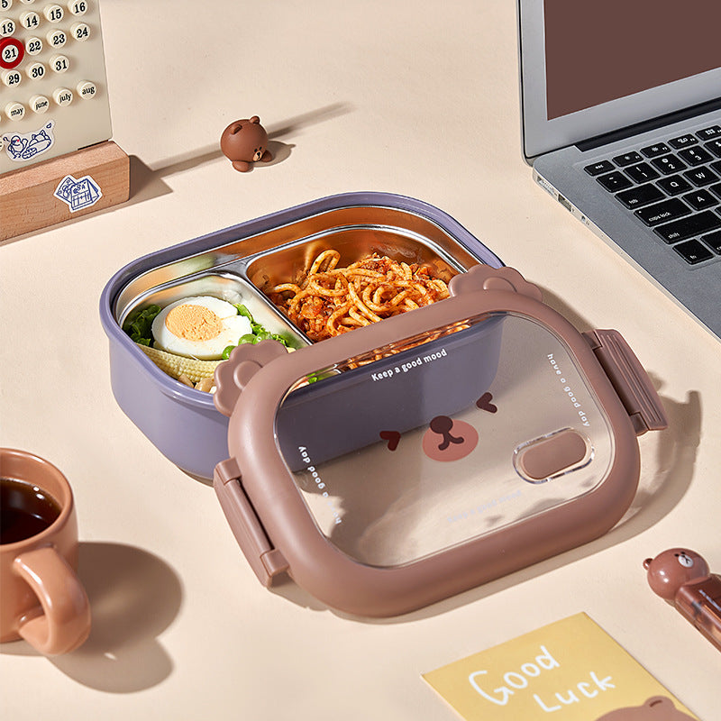 Creative cute bear stainless steel compartment insulation lunch box lunch box - V.I.P Digital Presence