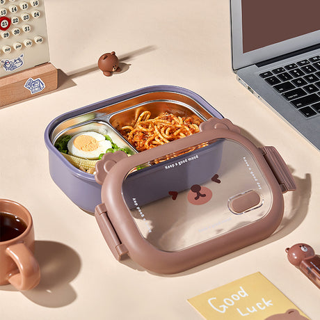 Creative cute bear stainless steel compartment insulation lunch box lunch box - V.I.P Digital Presence