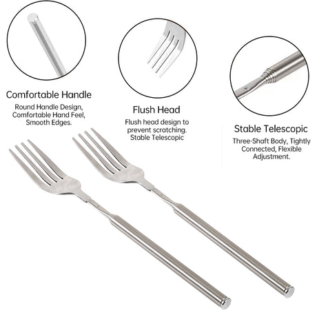 Stainless Steel Telescopic Long-Handle Fork for Barbecue, Dinner, Fruits and Desserts - V.I.P Digital Presence