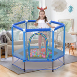 55'' Toddlers Trampoline with Safety Enclosure Net and Balls, Indoor Outdoor Mini Trampoline for Kids - V.I.P Digital Presence