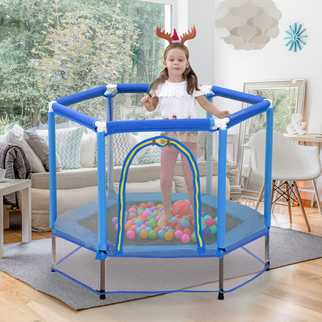 55'' Toddlers Trampoline with Safety Enclosure Net and Balls, Indoor Outdoor Mini Trampoline for Kids - V.I.P Digital Presence