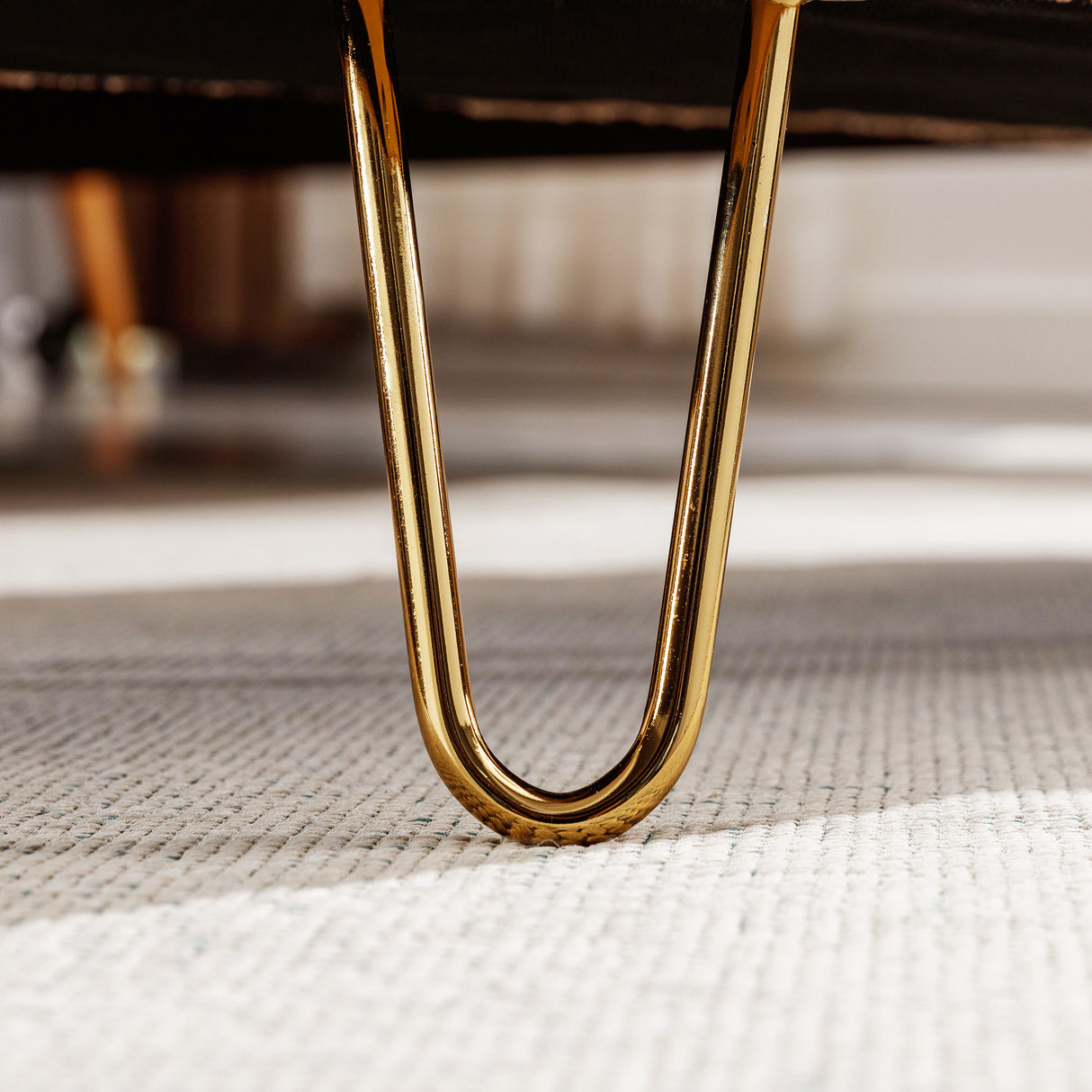 Grey Storage Ottoman Bench for End of Bed Gold Legs Modern Grey Faux Fur Entryway Bench - V.I.P Digital Presence