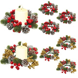 Christmas wreath desktop home decoration simulation pine cone ornament Christmas flower candle holder - V.I.P Digital Presence
