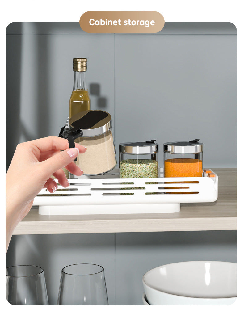 Pull out Rotating Spice Rack Organizer for Cabinet Rotate Makeup Organizer Slide Bottle Box Holder Plastic Seasoning Spice Rack - V.I.P Digital Presence