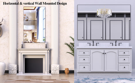 60 "x36" oversized modern square bathroom mirror with Balk frame decorative large wall mirror aluminum frame vertical or horizon - V.I.P Digital Presence