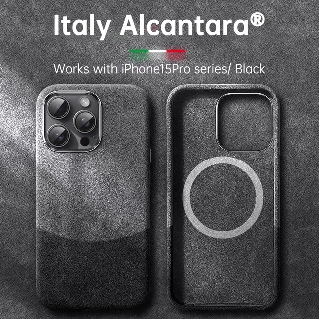Italian Alcantara Case for iPhone 15 Pro Max Business Leather Phone Back Cover for iPhone 13 Pro Max Magnets - V.I.P Digital Presence