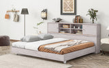 Full Size Daybed Frame with Storage Bookcases White Oak
