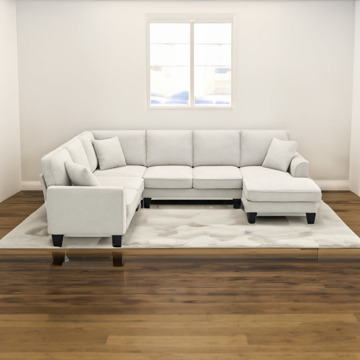 [VIDEO provided] [New] 108*85.5" Modern U Shape Sectional Sofa 7 Seat Fabric Sectional Sofa Set - V.I.P Digital Presence