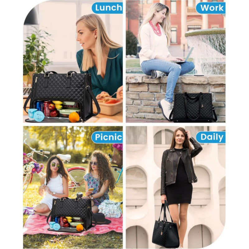 2-in-1 Travel Tote: Laptop & Insulated Lunch Bag. Ideal for Business, Work, Nursing, Office, College, Casual Use - V.I.P Digital Presence