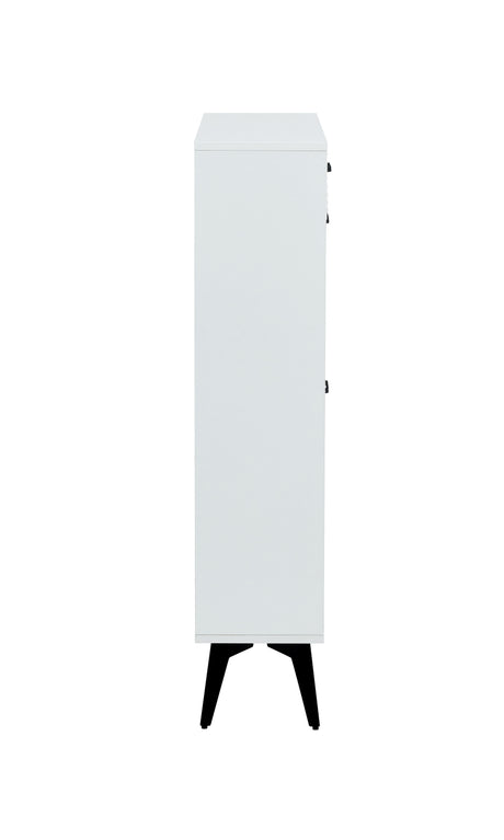 Shoe Cabinet , Shoe storage shelves, metal leg, White - V.I.P Digital Presence