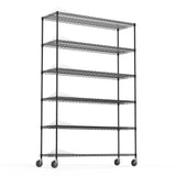 6 Tier Wire Shelving Unit 6000 LBS NSF Height Adjustable Metal Garage Storage Shelves with Wheels Black