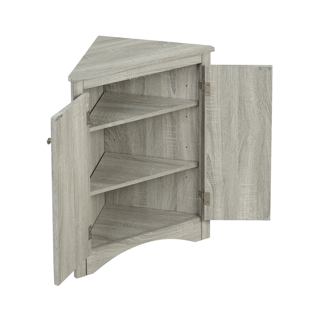 Oak Triangle Bathroom Storage Cabinet with Adjustable Shelves, Freestanding Floor Cabinet for Home Kitchen - V.I.P Digital Presence