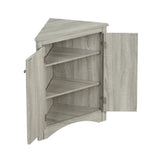 Oak Triangle Bathroom Storage Cabinet with Adjustable Shelves, Freestanding Floor Cabinet for Home Kitchen - V.I.P Digital Presence
