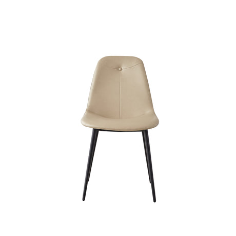 A set of 2 high back dining chairs with PU artificial leather soft cushions and metal legs, decorated with large soft cushions - V.I.P Digital Presence