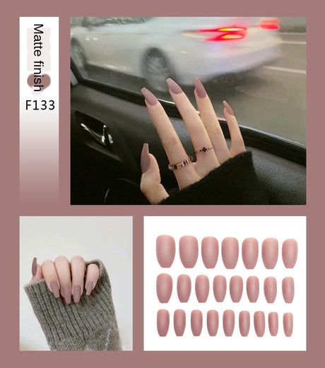 Nail Art Fake Nails Stiletto Tips Clear Press on Long False with Glue Coffin Stick Display Full Cover Artificial Designs Matte - V.I.P Digital Presence