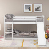 Twin over Twin Bunk Bed with Convertible Slide and Ladder   White