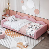 Twin size Upholstered Daybed, Sherpa Fabric Sofabed with Cloud-Shaped Backrest, No Box-spring Needed, Pink - V.I.P Digital Presence