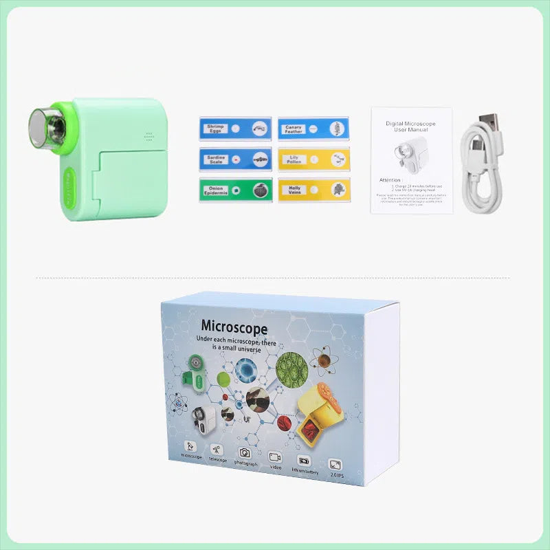 Handheld portable screen with camera microscope for children's science, high school students' toys can see bacteria 1000 times - V.I.P Digital Presence