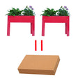 Elevated garden bed.metal elevated outdoor flowerpot box.suitable for backyard and terrace.large flowerpot. Red x 2 - V.I.P Digital Presence