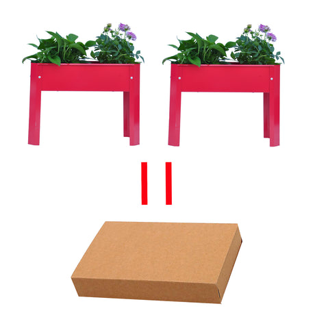 Elevated garden bed.metal elevated outdoor flowerpot box.suitable for backyard and terrace.large flowerpot. Red x 2 - V.I.P Digital Presence