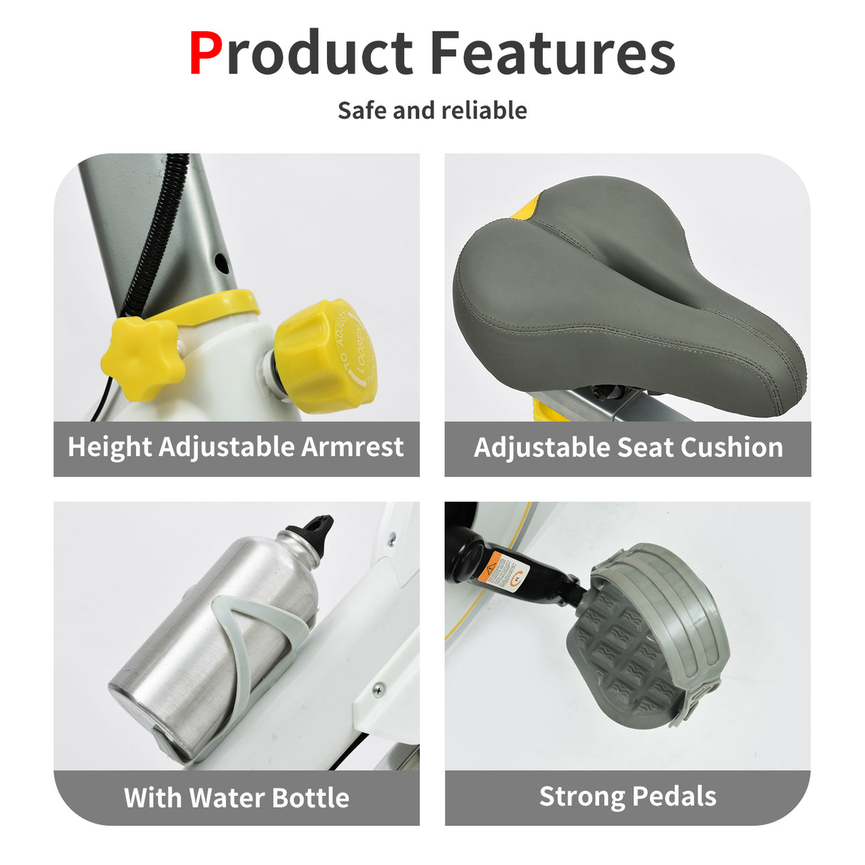 Indoor Exercise Bike Cycling Bike with Comfortable Seat Cushion Yellow+White - V.I.P Digital Presence