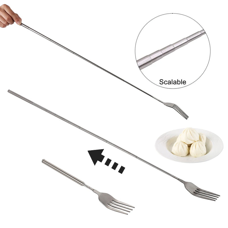 Stainless Steel Telescopic Long-Handle Fork for Barbecue, Dinner, Fruits and Desserts - V.I.P Digital Presence