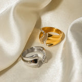 Stainless Steel Inlaid Rhinestone Bypass Ring - V.I.P Digital Presence