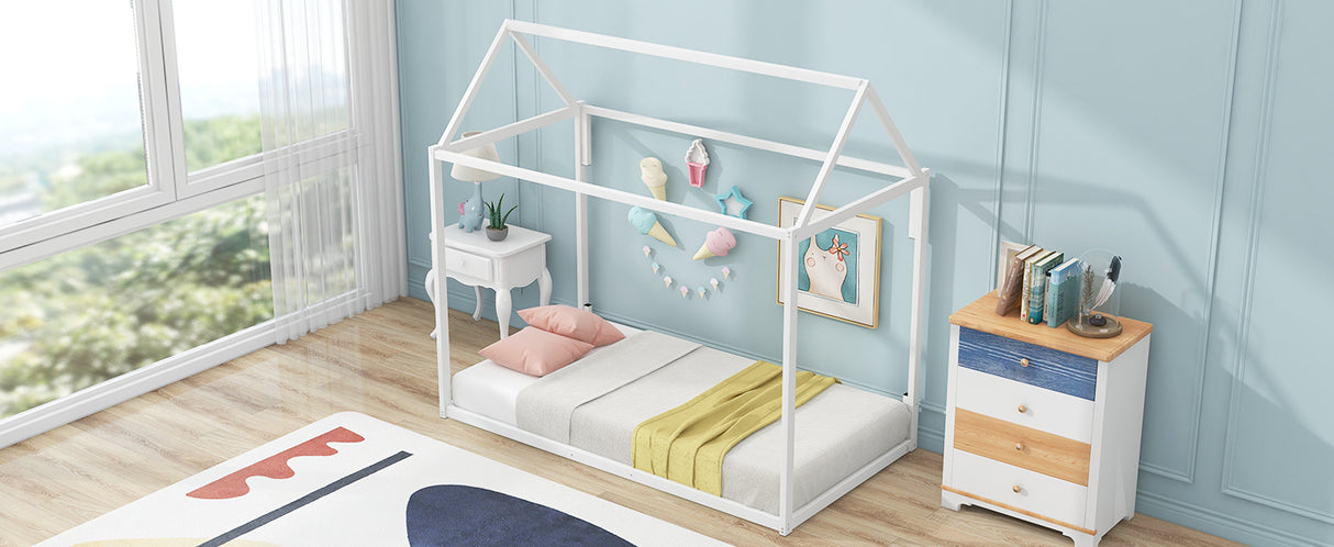 Metal House Shape Platform Bed   twin