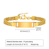 Stainless Steel Titanium Snake Chain Women's Bent Plate Bracelet, Children's Engravable DIY Bracelet with Custom Notes 01-24 - V.I.P Digital Presence