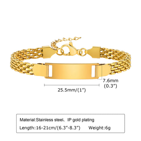 Stainless Steel Titanium Snake Chain Women's Bent Plate Bracelet, Children's Engravable DIY Bracelet with Custom Notes 01-24 - V.I.P Digital Presence